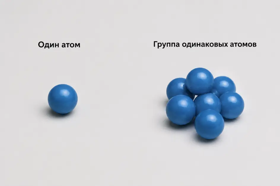 один атом и группа одинаковых атомов